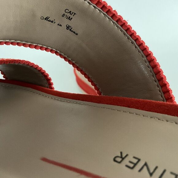 Donald Pliner Sandals Women 8.5M Red Cait Double Strap Open-toe Wedge - Picture 6 of 12